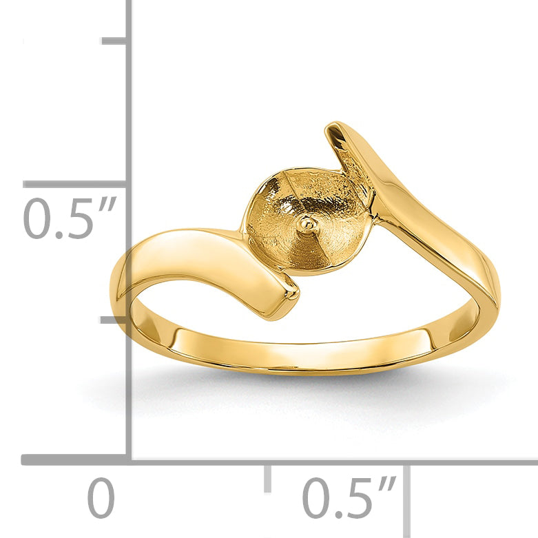 14k Polished Pearl Ring Mounting (No Stone Included)