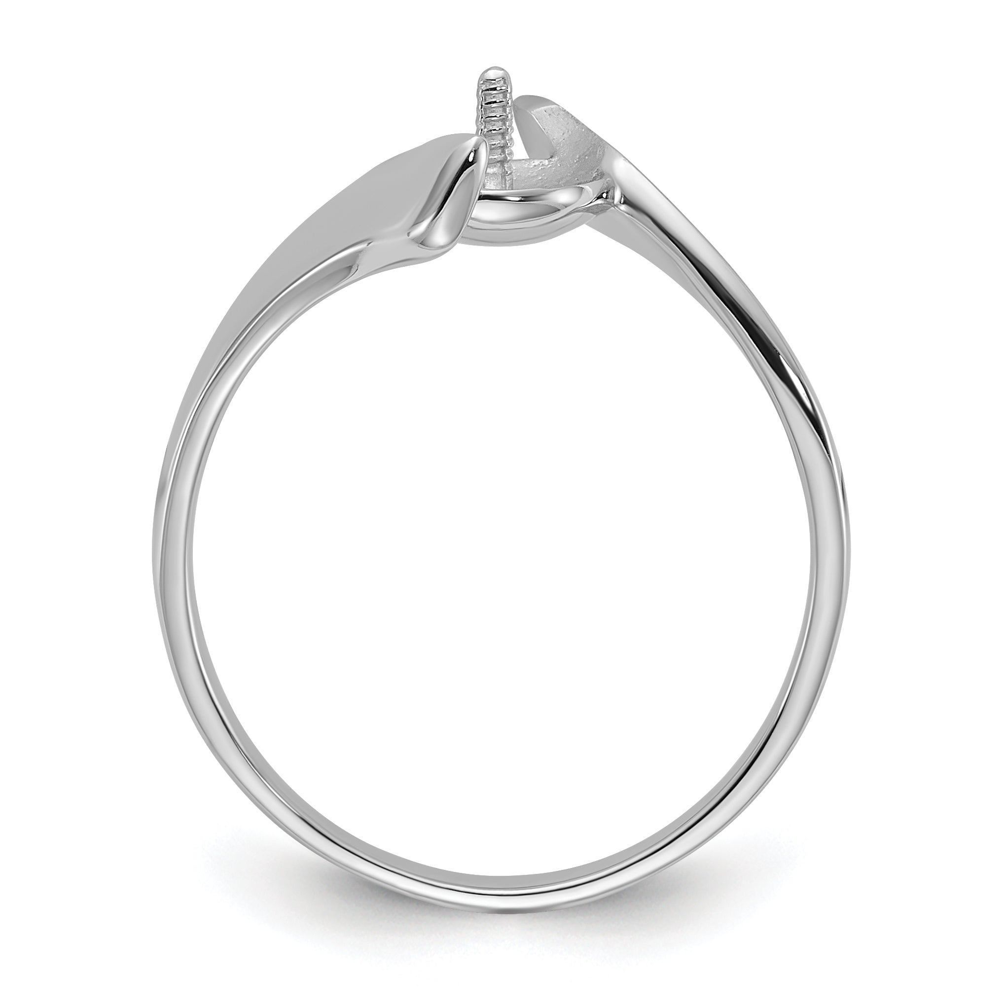 14k White Gold Polished Pearl Ring Mounting (No Stone Included) Secondary image