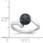 14k White Gold 7mm Black FW Cultured Pearl Ring