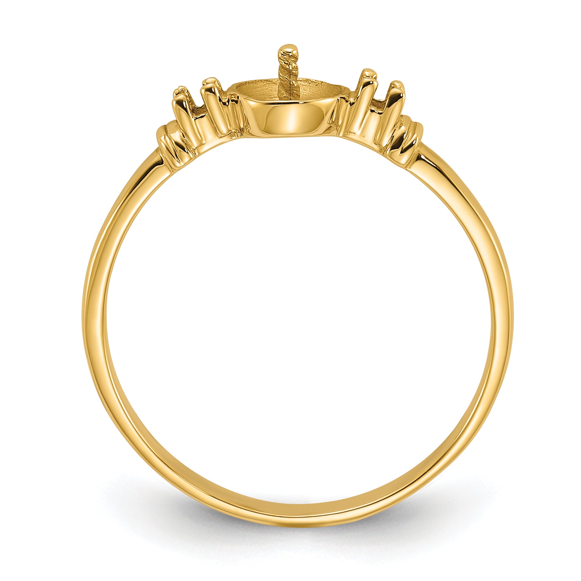 14k Polished Diamond & Pearl Ring Mounting (No Stone Included)