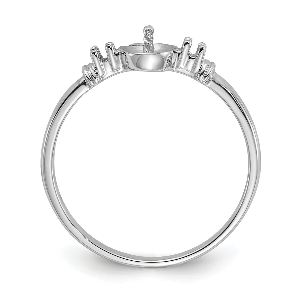 14k White Gold Polished Diamond & Pearl Ring Mounting (No Stone Included)