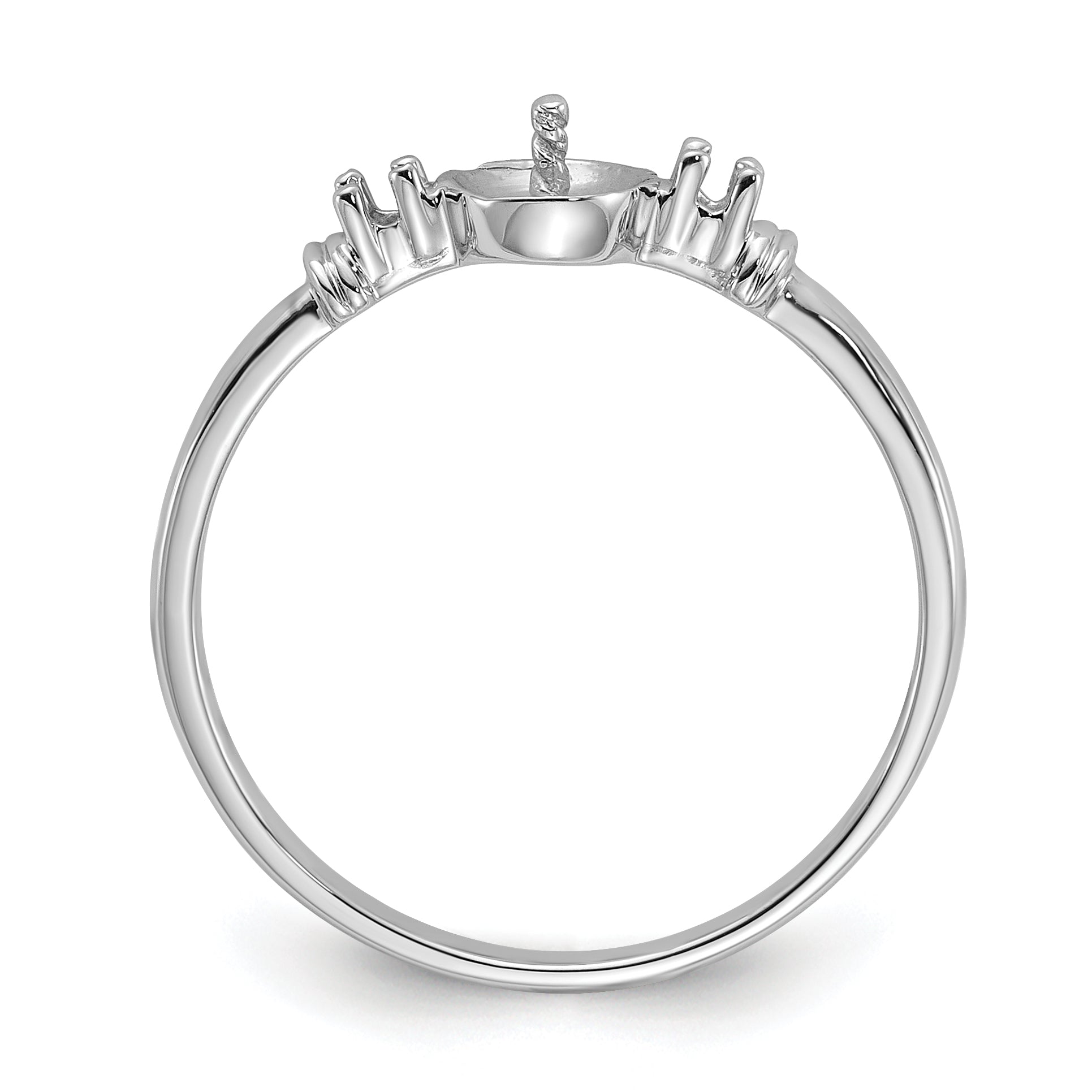 14k White Gold Polished Diamond & Pearl Ring Mounting (No Stone Included)