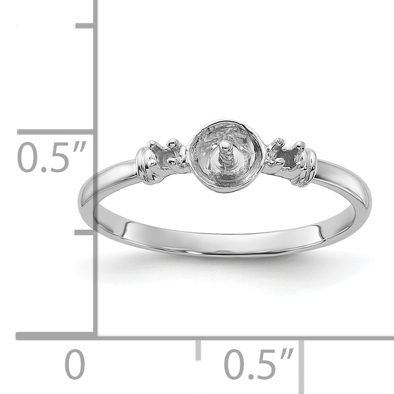 14k White Gold Polished Diamond & Pearl Ring Mounting (No Stone Included)