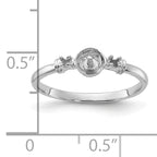 14k White Gold Polished Diamond & Pearl Ring Mounting (No Stone Included)