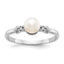 14k White Gold 5mm FW Cultured Pearl AA Diamond ring