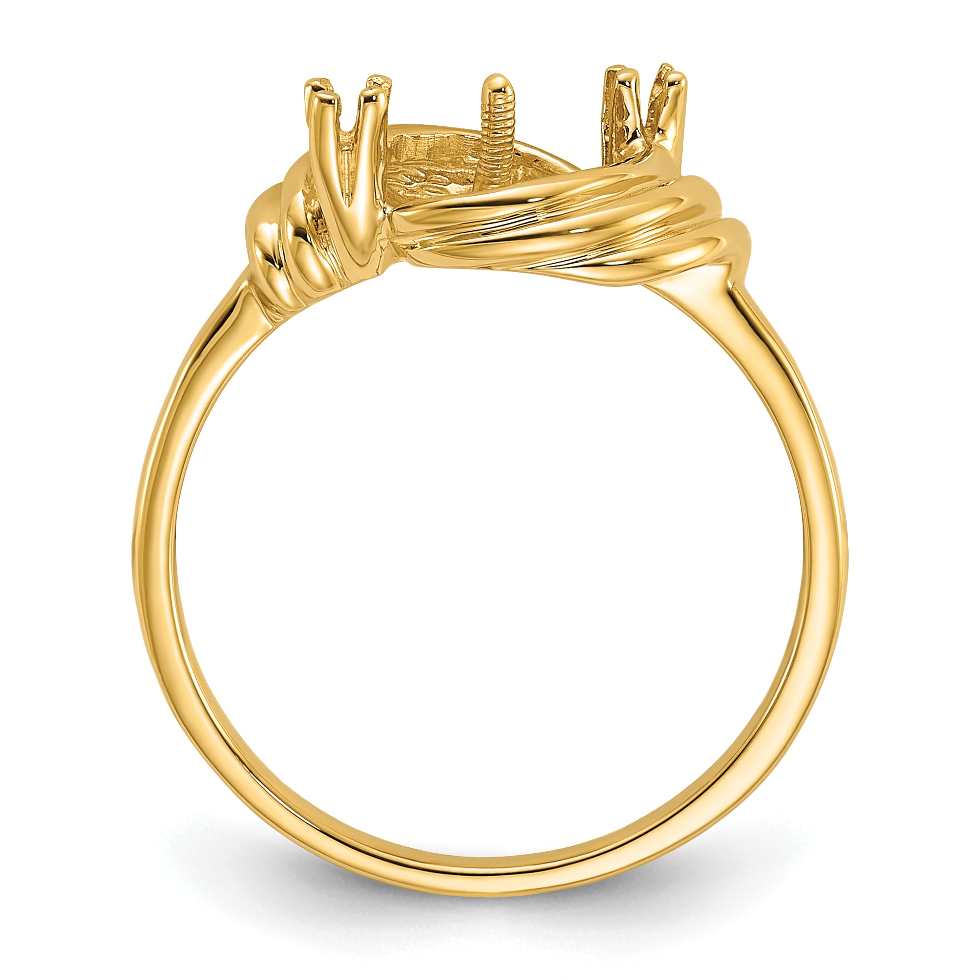14k Polished Diamond & Pearl Ring Mounting (No Stone Included) Secondary image