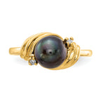 14k Black FW Cultured Pearl & Diamond Ring