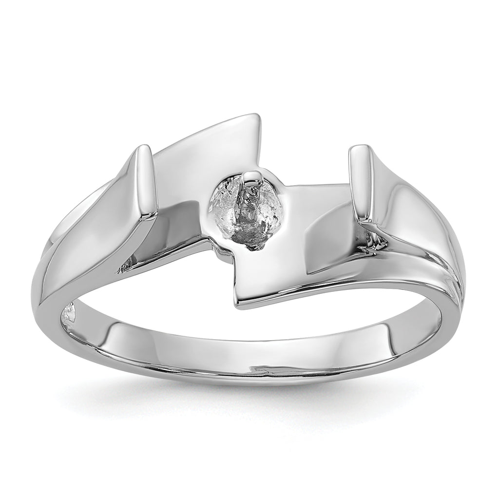 14k White Gold Polished Pearl Ring Mounting (No Stone Included)