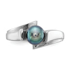 14k White Gold 6mm Black FW Cultured Pearl ring