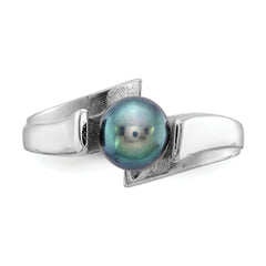 14k White Gold 6mm Black FW Cultured Pearl ring