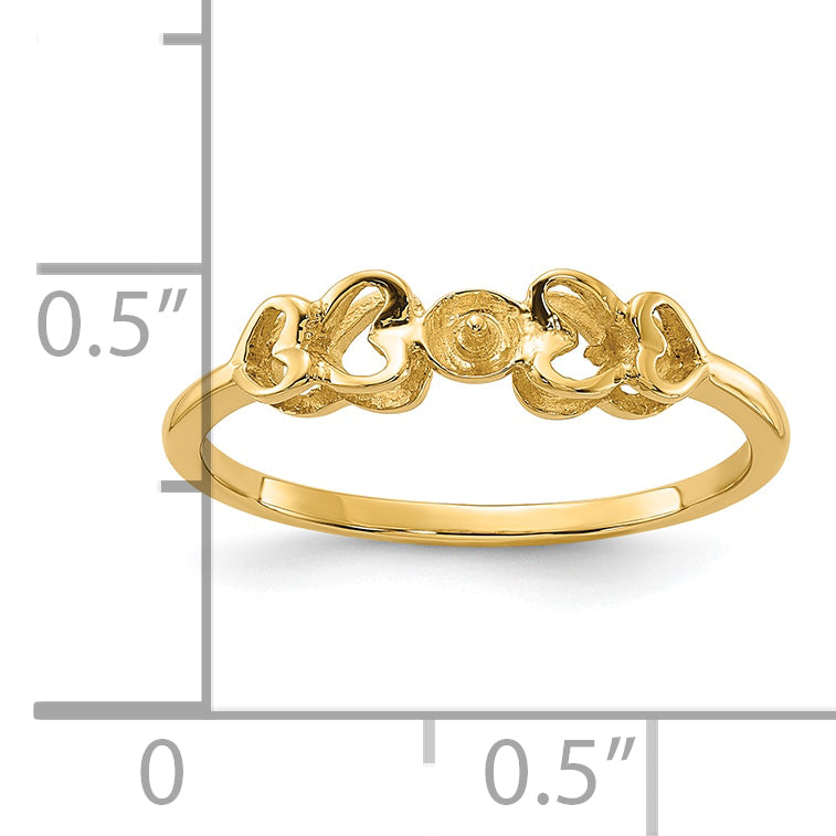 14k Polished Pearl Ring Mounting (No Stone Included)