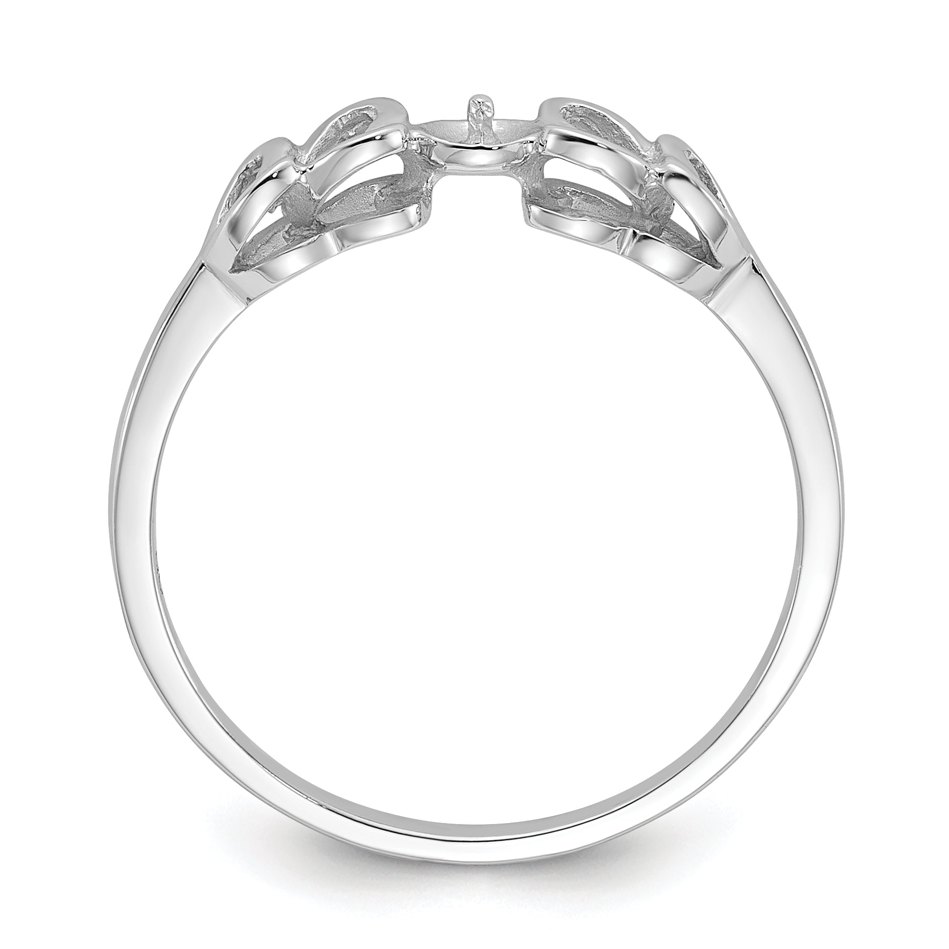 14k White Gold Polished Pearl Heart Ring Mounting (No Stone Included)