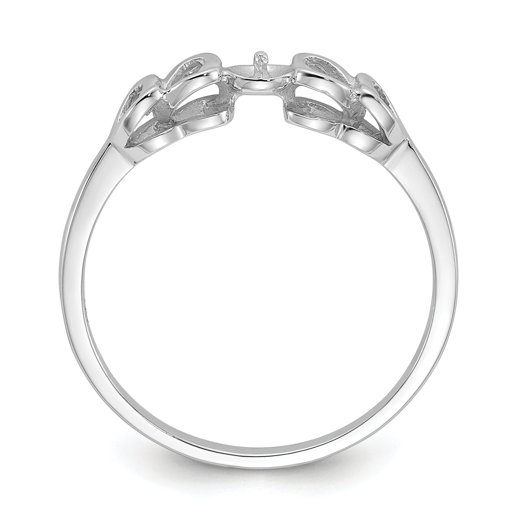 14k White Gold Polished Pearl Heart Ring Mounting (No Stone Included)