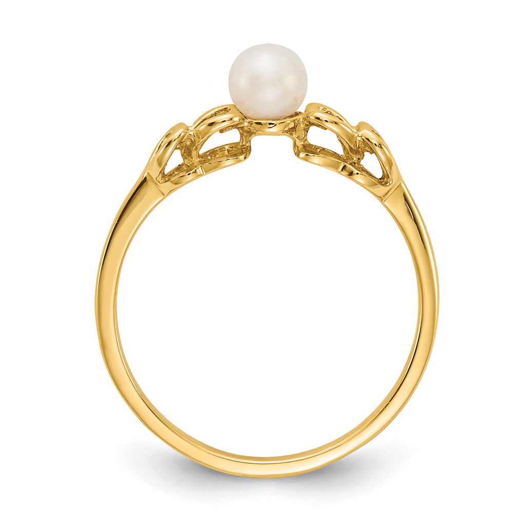 14k White Gold 4mm FW Cultured Pearl ring