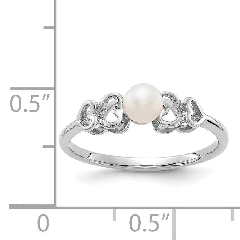 14k White Gold 4mm FW Cultured Pearl ring