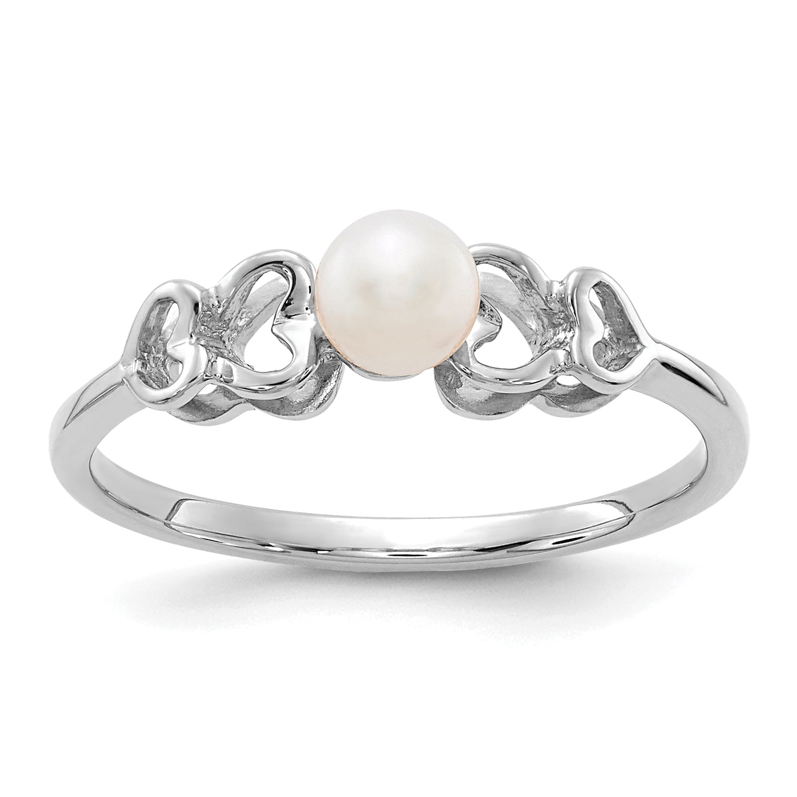 14k White Gold 4mm FW Cultured Pearl ring Main image