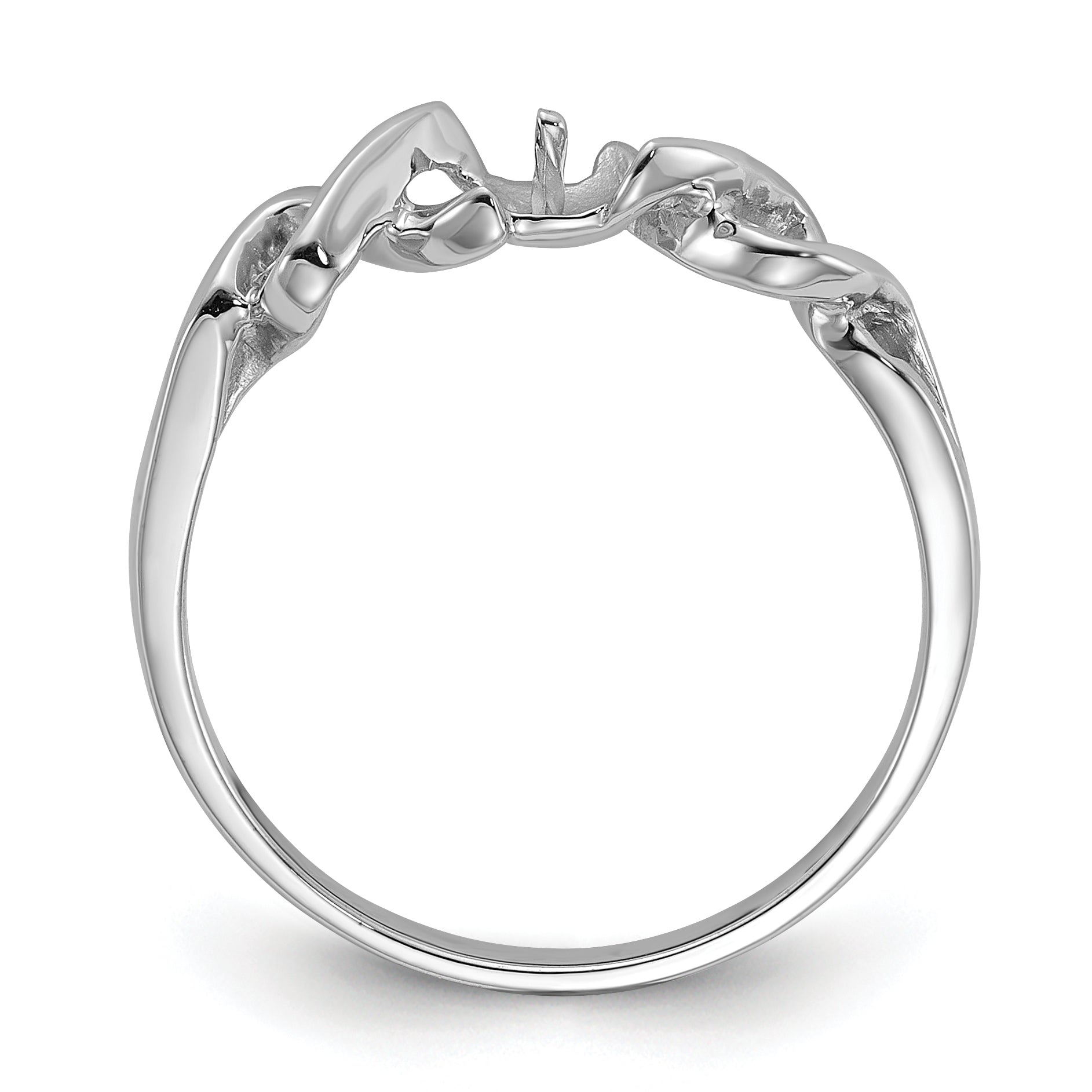 14k White Gold Polished Pearl Twisted Ring Mounting (No Stone Included) Secondary image