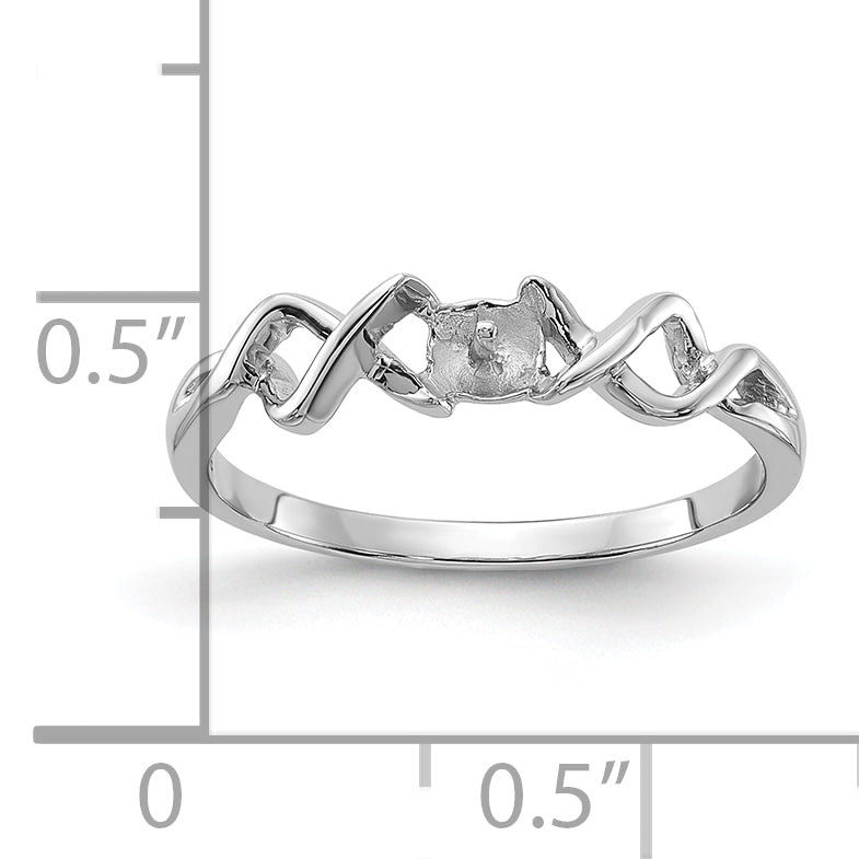 14k White Gold Polished Pearl Twisted Ring Mounting (No Stone Included)