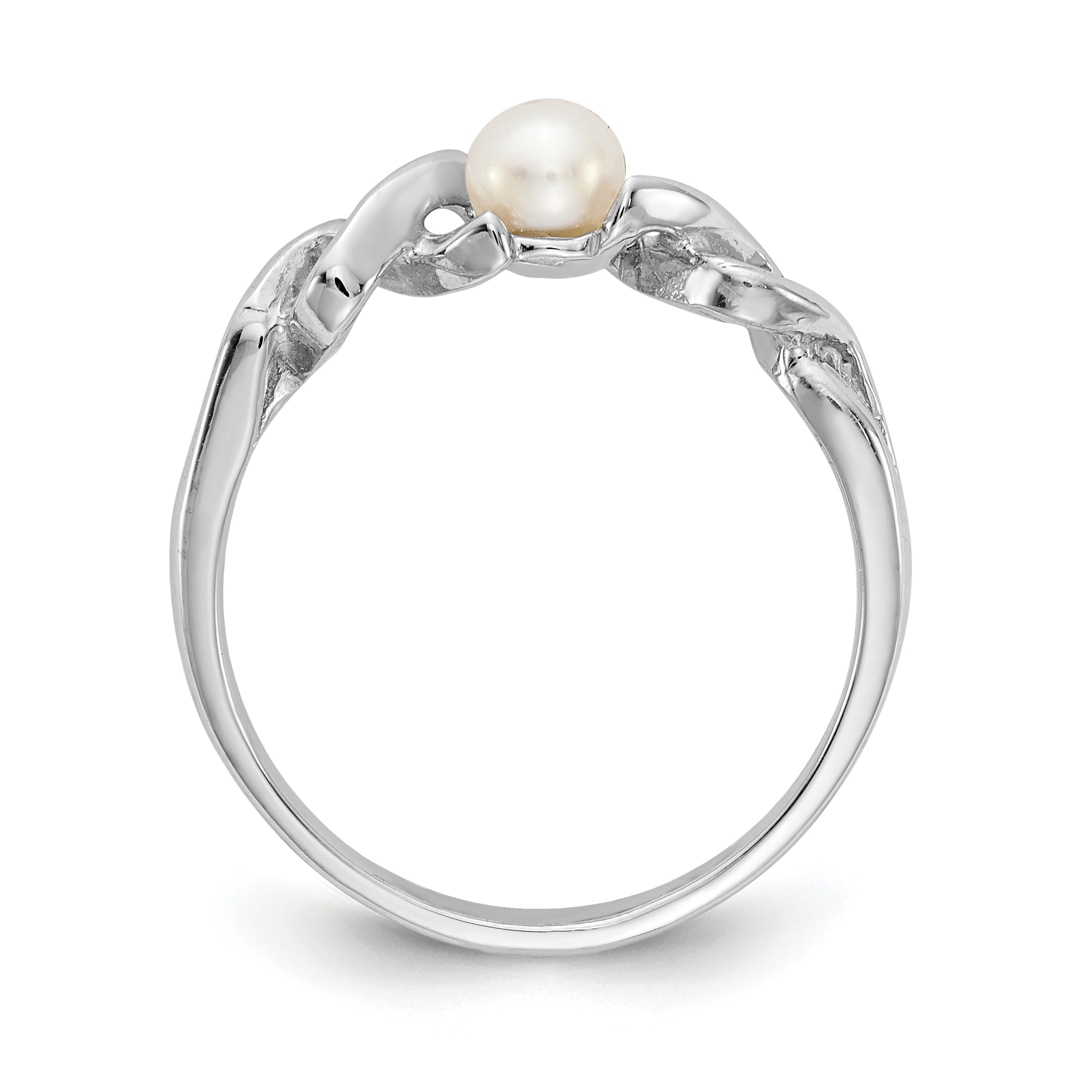 14k White Gold 4mm FW Cultured Pearl ring Secondary image