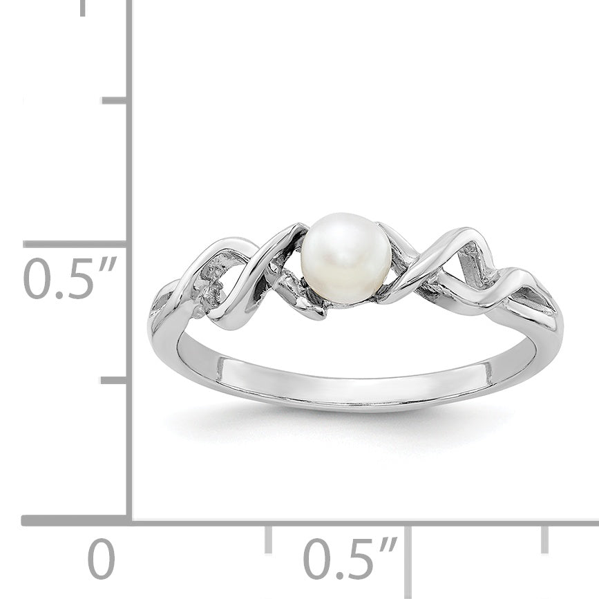 14k White Gold 4mm FW Cultured Pearl ring
