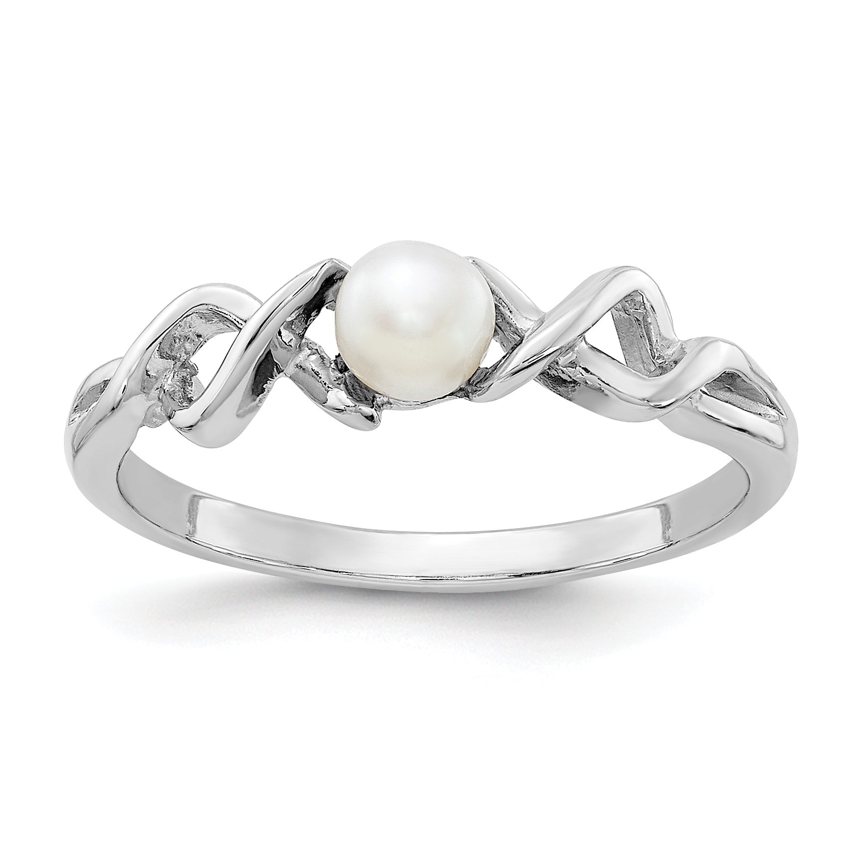 14k White Gold 4mm FW Cultured Pearl ring Main image