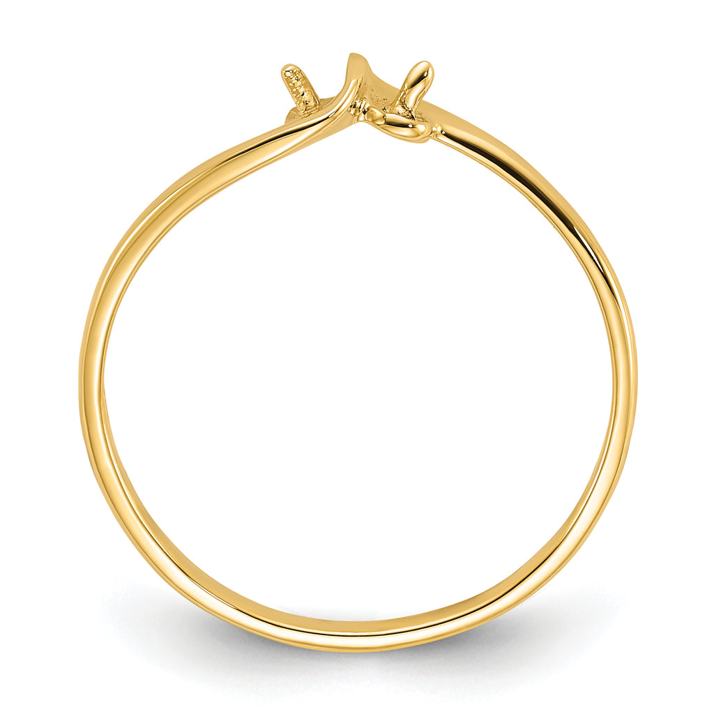 14k Polished Pearl Ring Mounting (No Stone Included)