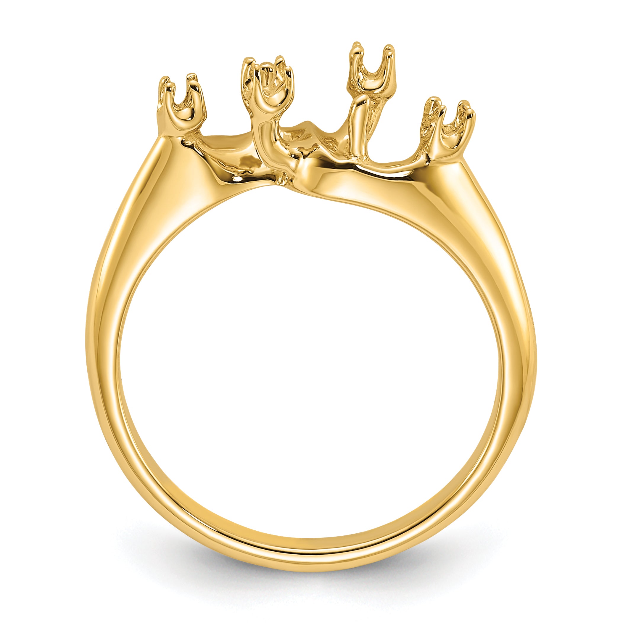 14k Polished Diamond & Pearl Ring Mounting (No Stone Included) Secondary image