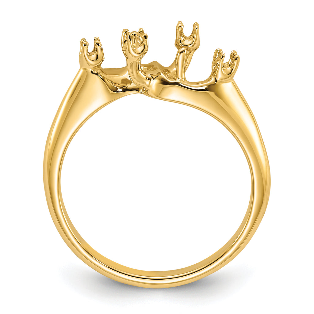 14k Polished Diamond & Pearl Ring Mounting (No Stone Included)