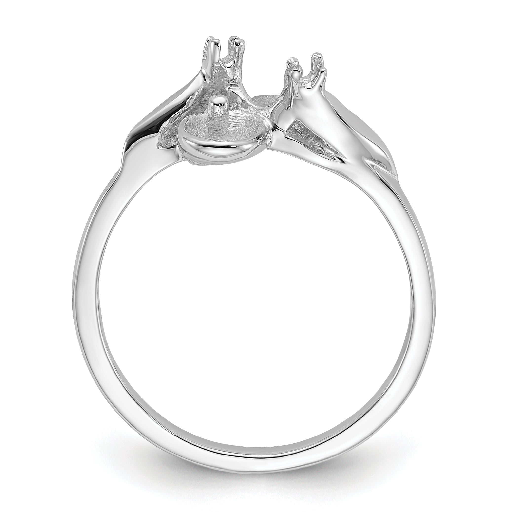 14k White Gold Polished Diamond & Pearl Ring Mounting (No Stone Included) Secondary image
