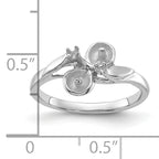 14k White Gold Polished Diamond & Pearl Ring Mounting (No Stone Included)