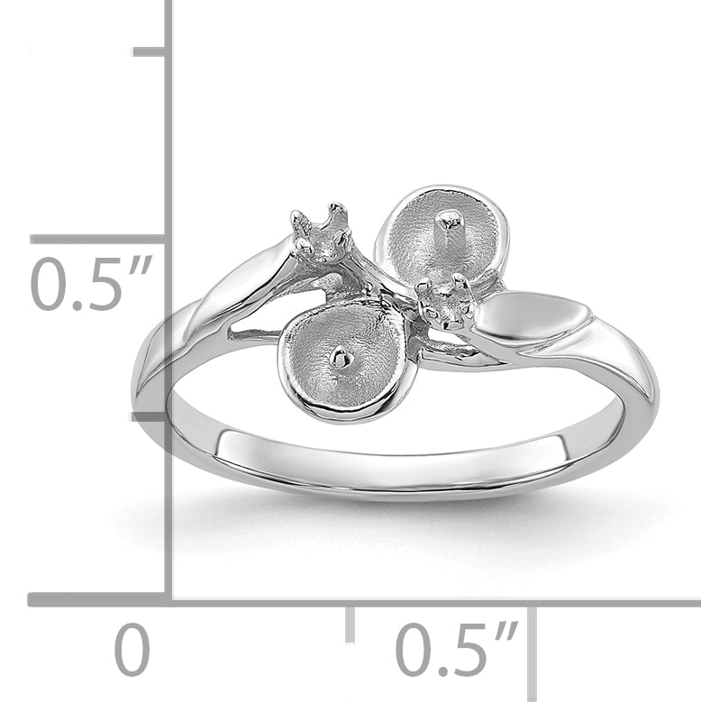 14k White Gold Polished Diamond & Pearl Ring Mounting (No Stone Included)