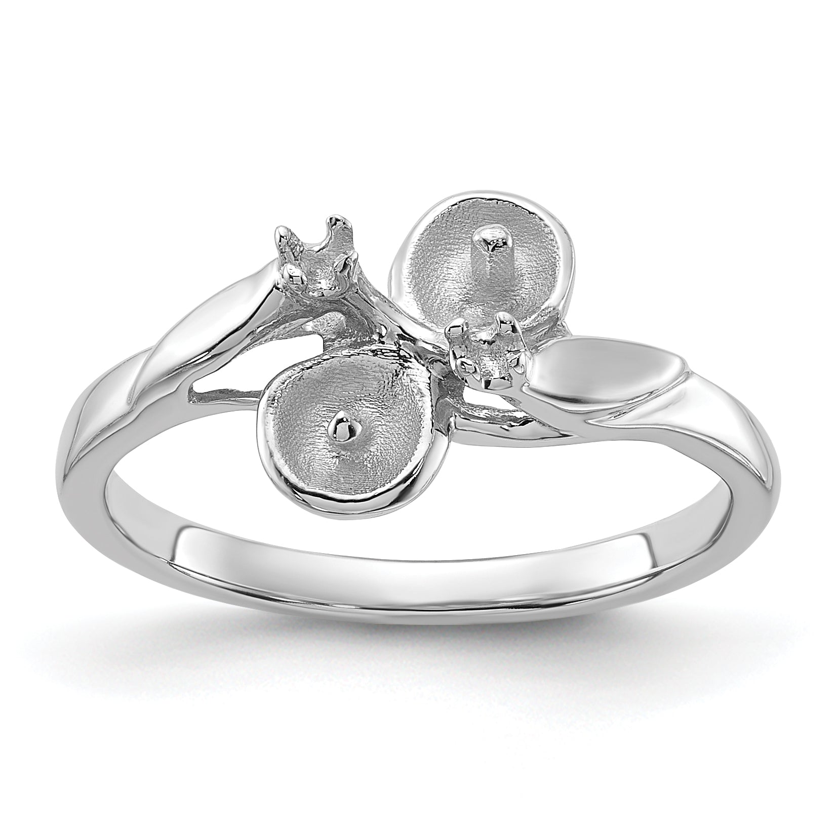 14k White Gold Polished Diamond & Pearl Ring Mounting (No Stone Included) Main image