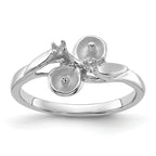 14k White Gold Polished Diamond & Pearl Ring Mounting (No Stone Included)