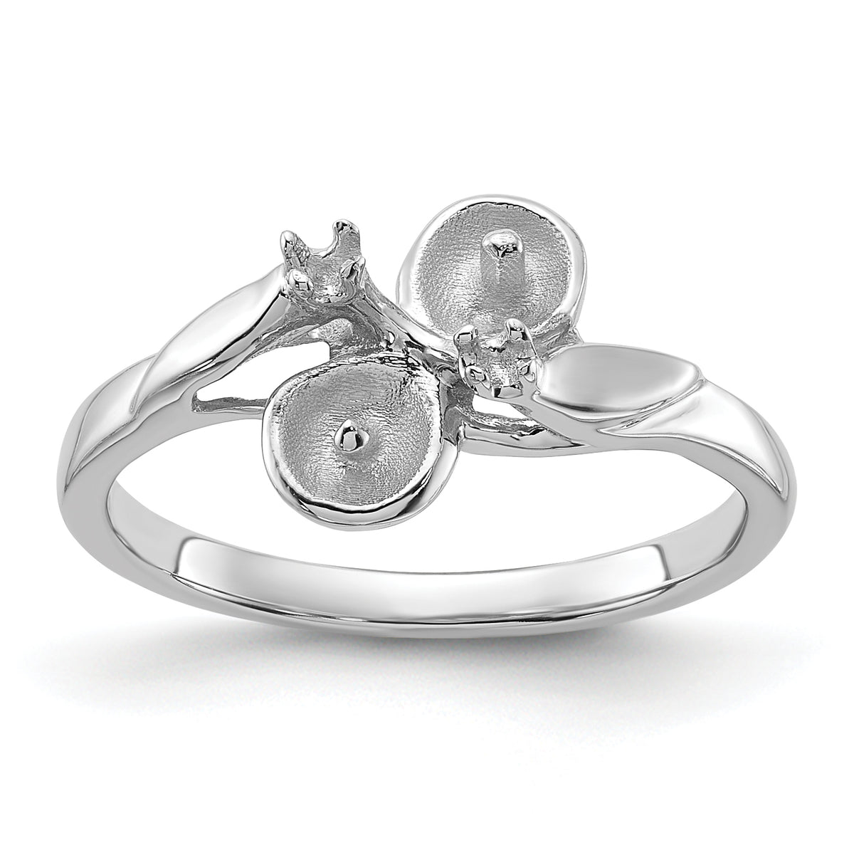 14k White Gold Polished Diamond & Pearl Ring Mounting (No Stone Included)