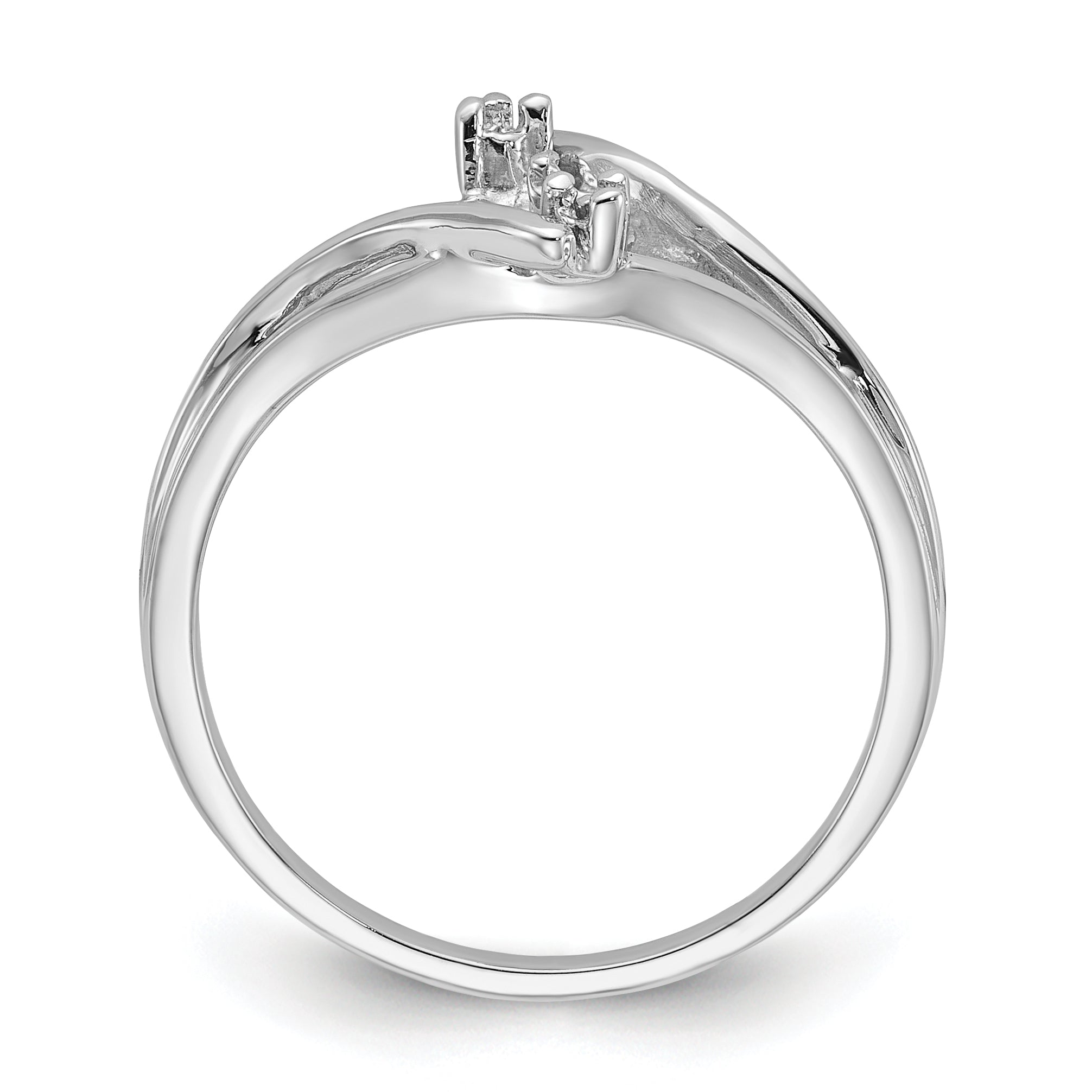 14k White Gold Polished Diamond & Pearl Ring Mounting (No Stone Included) Secondary image
