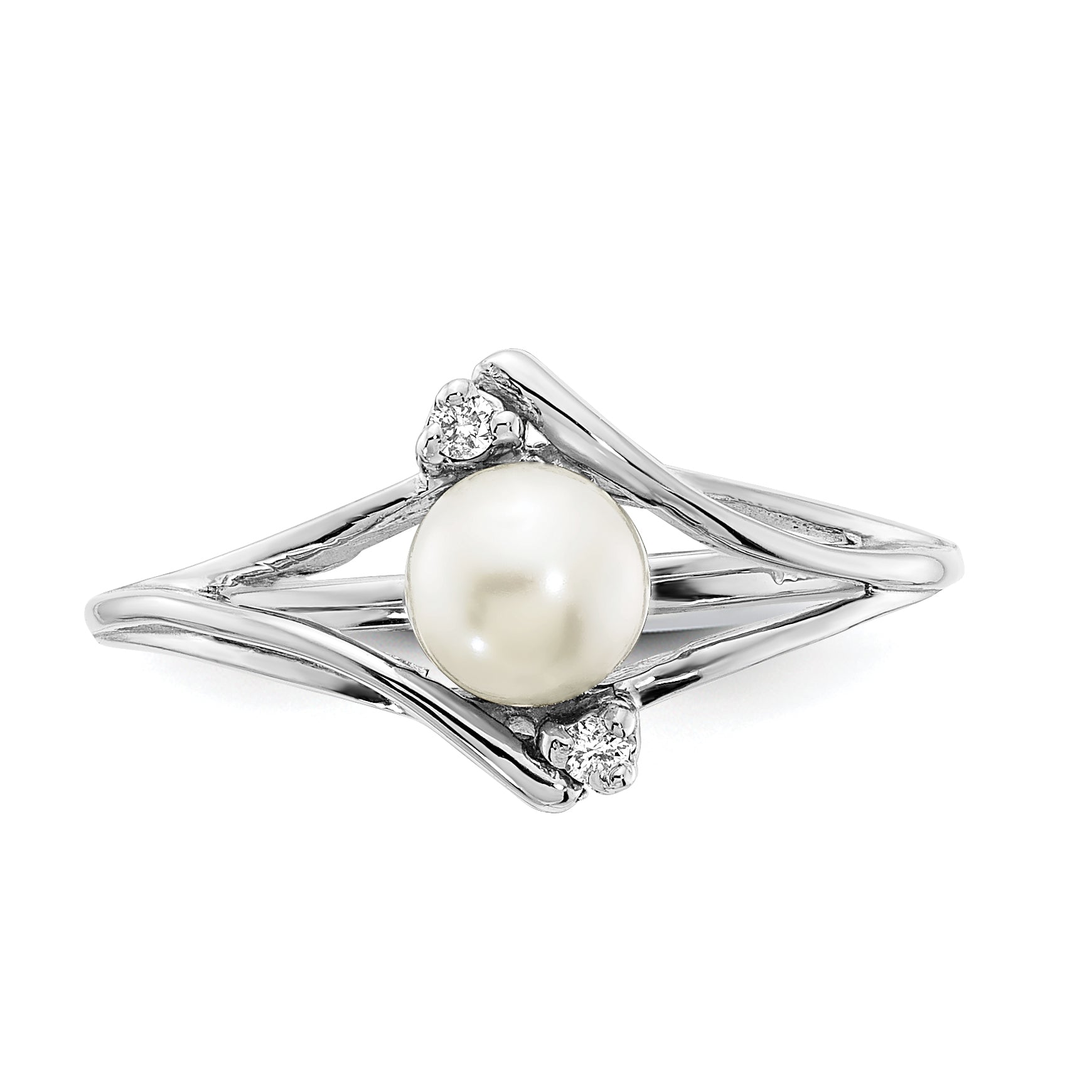 14k White Gold FW Cultured Pearl Diamond FW Cultured Pearl ring