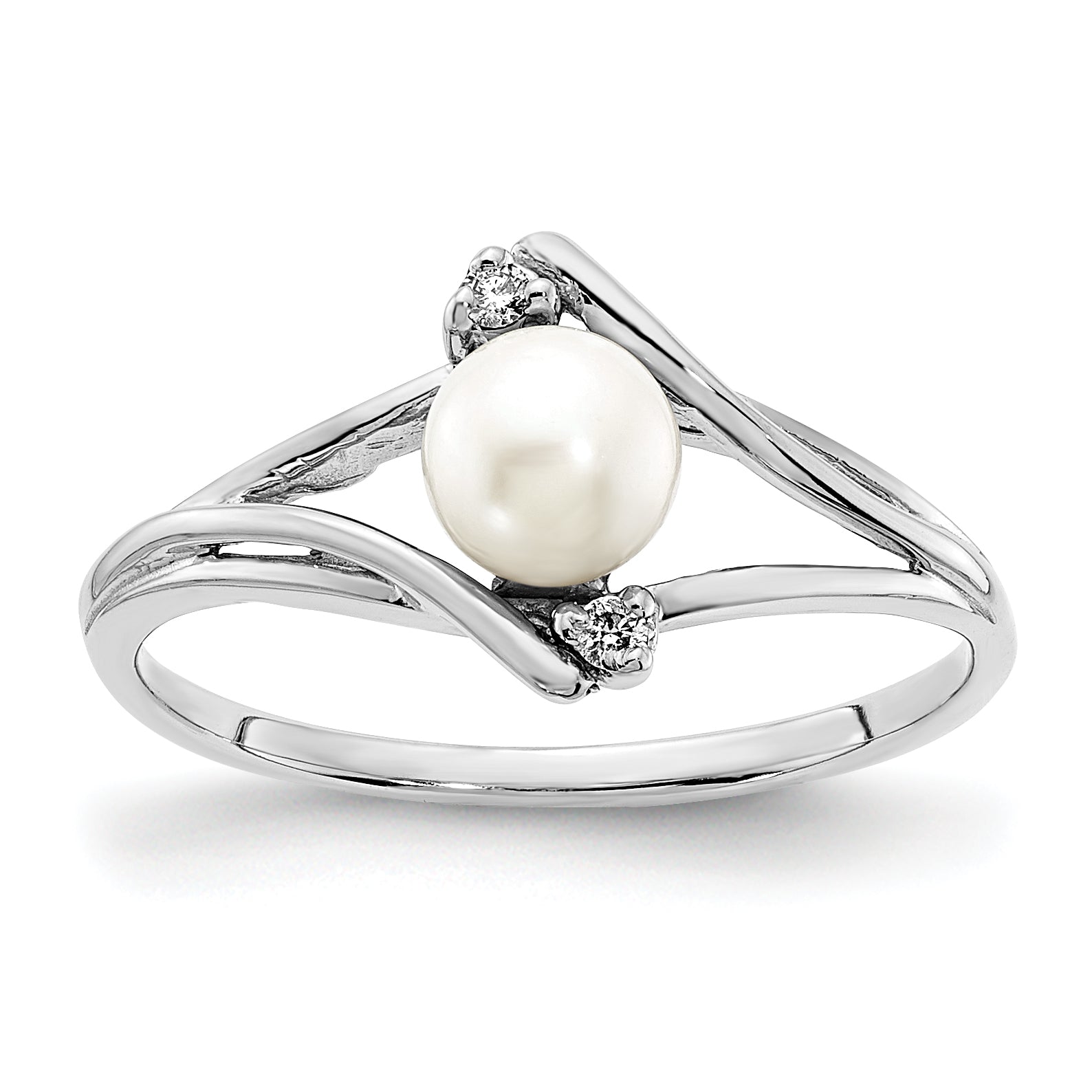 14k White Gold FW Cultured Pearl Diamond FW Cultured Pearl ring Main image