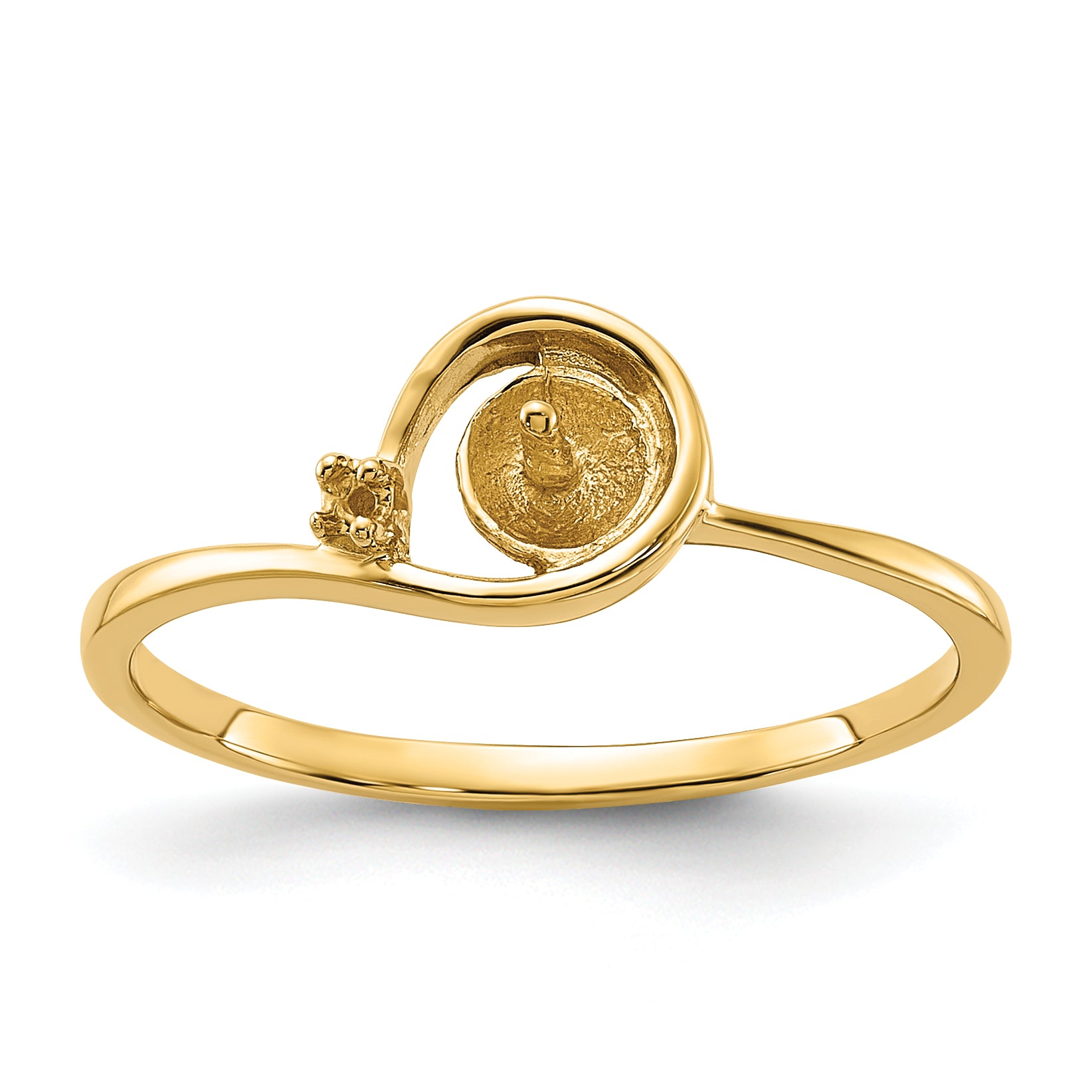 14k Polished Diamond & Pearl Ring Mounting (No Stone Included) Main image
