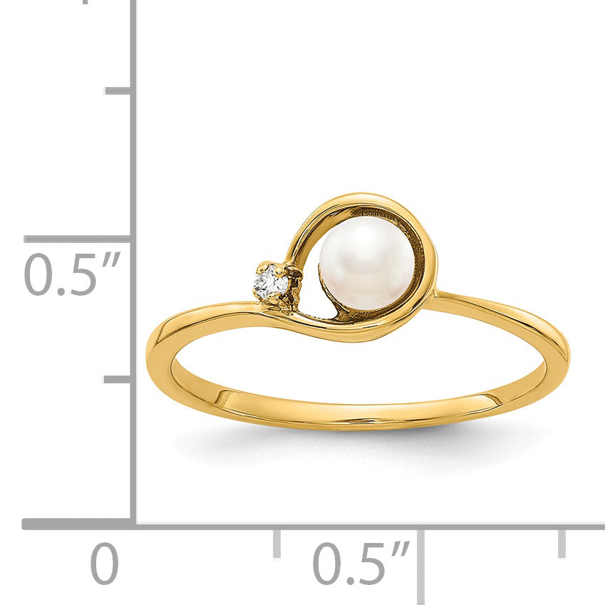 14k FW Cultured Pearl Diamond FW Cultured Pearl ring