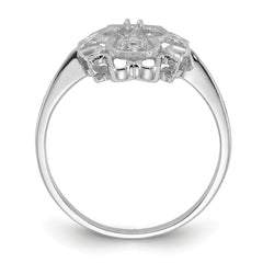 14k White Gold Polished Diamond & Pearl Scroll Ring Mounting (No Stone Included)
