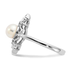 14k White Gold FW Cultured Pearl & Diamond Ring