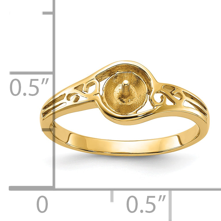 14k Polished Pearl Filigree Ring Mounting (No Stone Included)