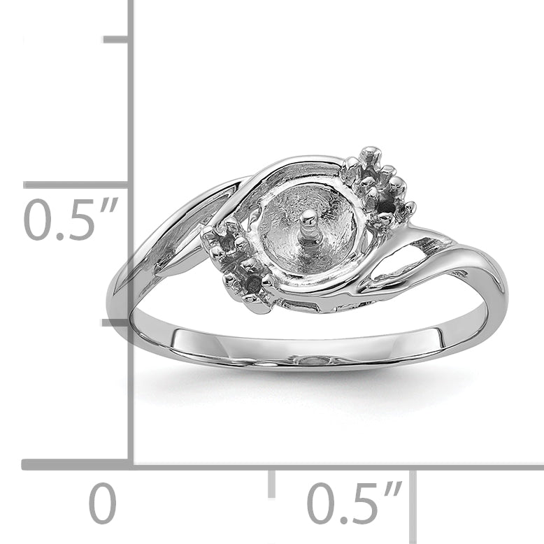 14k White Gold Polished Diamond & Pearl Ring Mounting (No Stone Included)