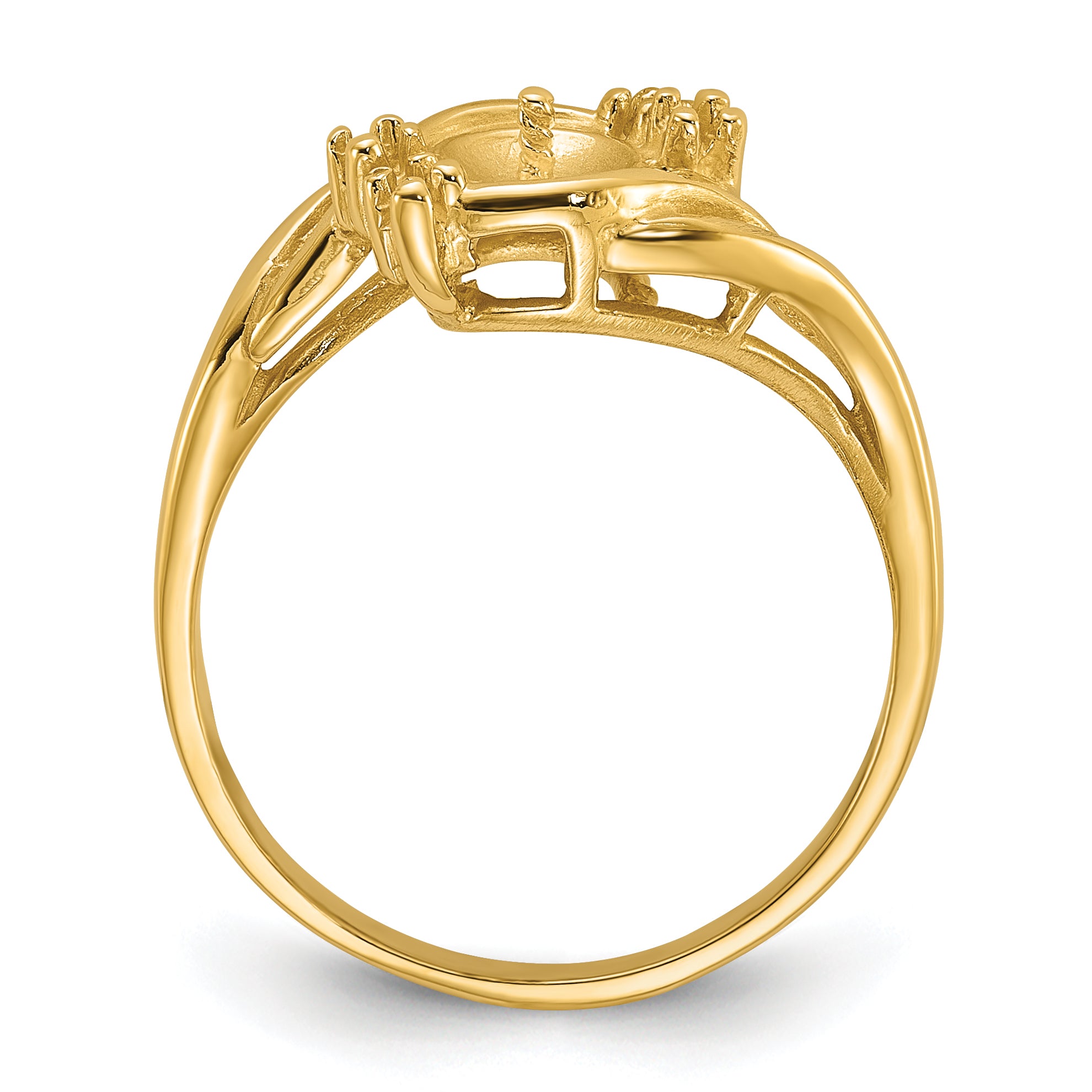 14k Yellow Gold Polished .06ct. Diamond & Pearl Ring Mounting (No Stone Included) Secondary image
