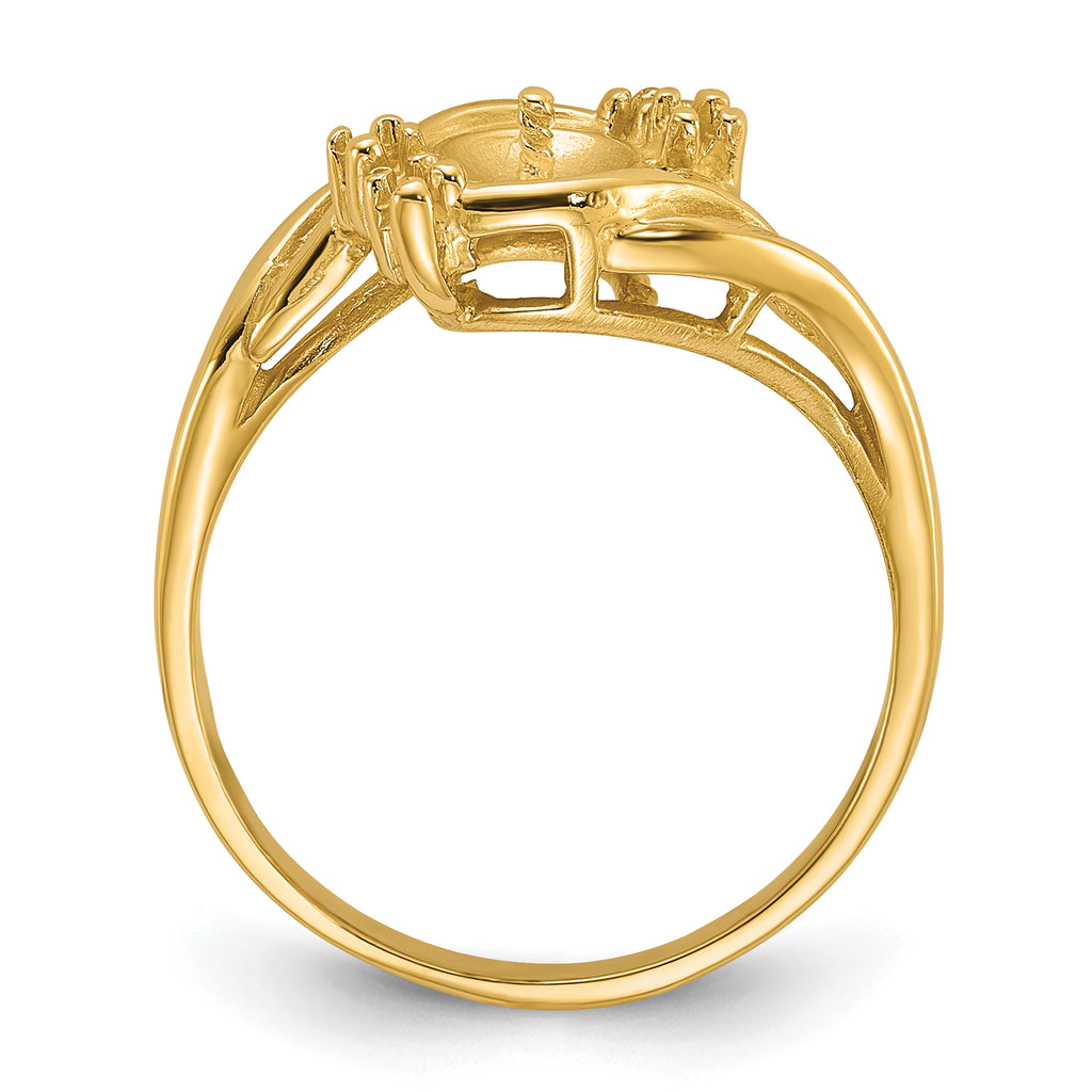 14k Yellow Gold Polished .06ct. Diamond & Pearl Ring Mounting (No Stone Included)