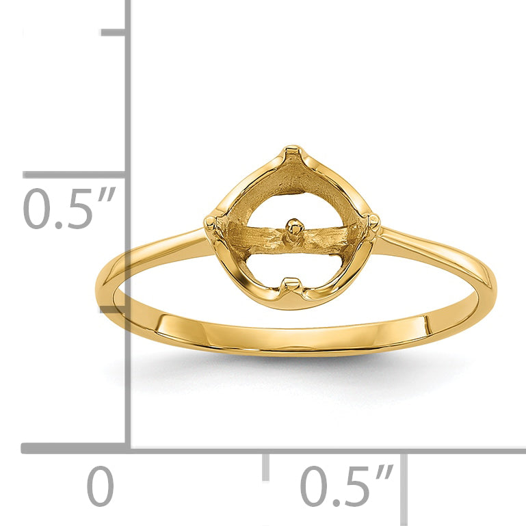 14k Polished Pearl Ring Mounting (No Stone Included)