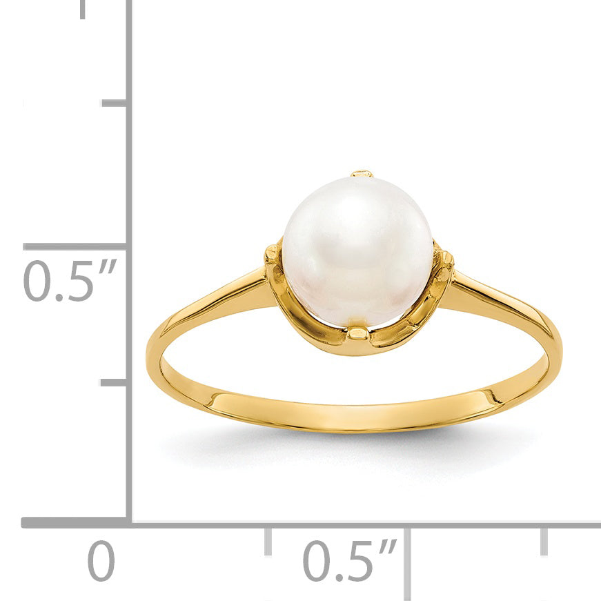 14k 6.5mm FW Cultured Pearl ring