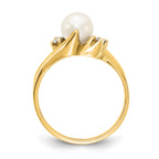 14k FW Cultured Pearl & Diamond Ring