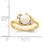 14k FW Cultured Pearl & Diamond Ring