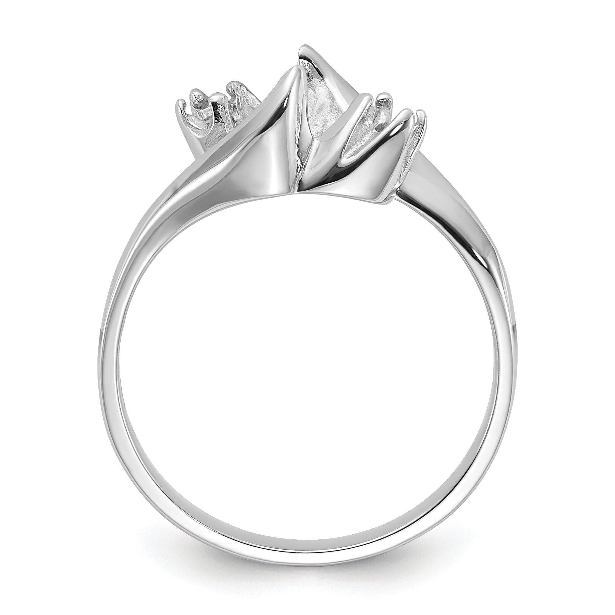14k White Gold Polished Diamond & Pearl Ring Mounting (No Stone Included) Secondary image